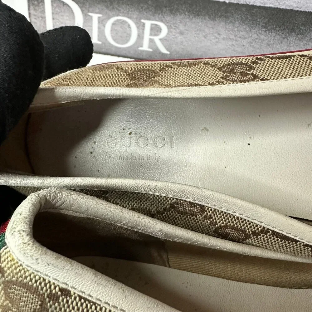 ❌SOLD❌ Authentic Gucci Signature GG Canvas Ballet Slip Flats - Sz 9 - Picture 12 of 15